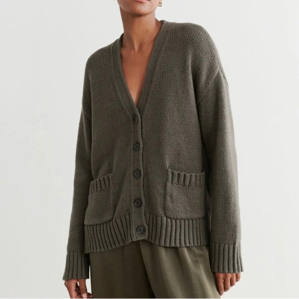Jenni Kayne Cody Button Up Olive Oversized Sweater Cardigan XXL NEW Cotton Nylon